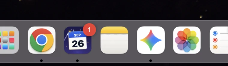 The Dock, with Magical displaying today's date on its calendar tile